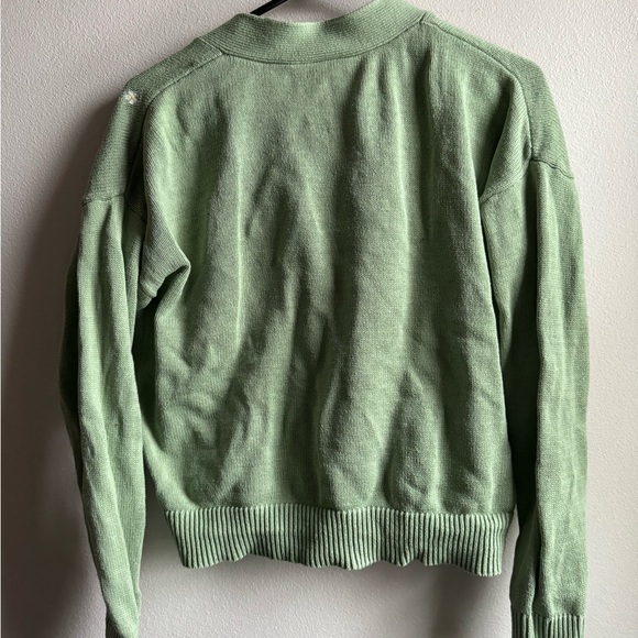 Pastel Green Cardigan with Embroidered Daisies - Picture 4 of 5